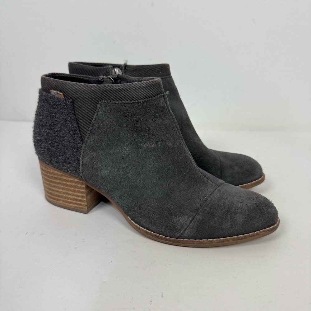 Toms Gray Suede Ankle Boots Booties Casual Shoes